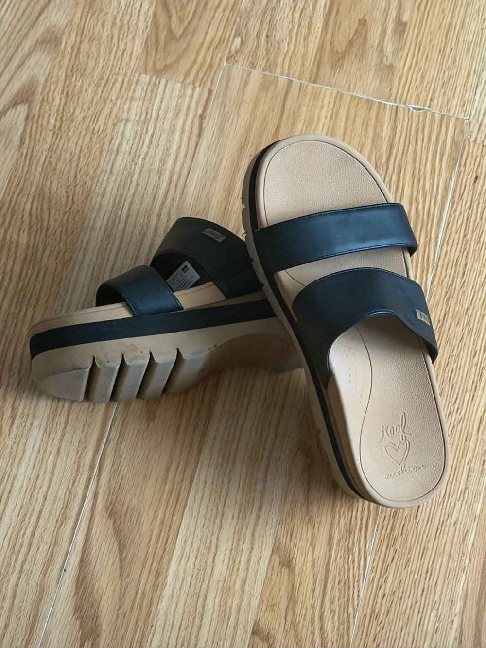 Reef Cushion Horizon 2.5 Platform Slide Black Resort Wear Women’s Sandals